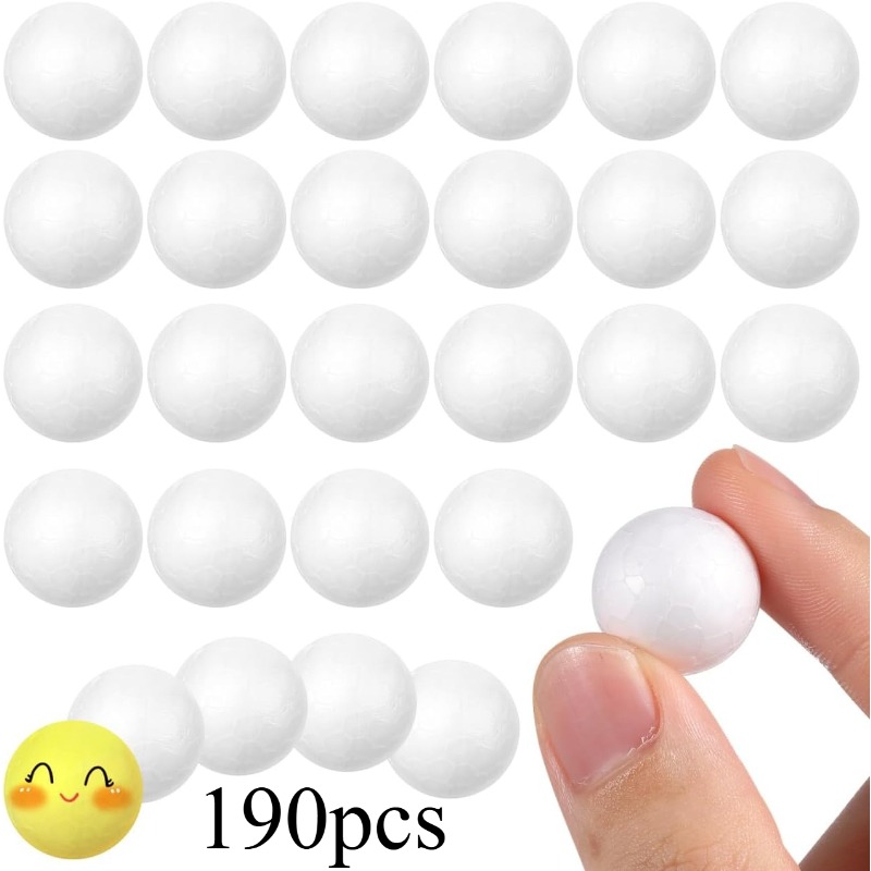 TEMU 190pcs Set Of 2cm White Balls, Solid Polystyrene Spheres, Suitable For Diy Crafting, Christmas Decorations, Wedding Arrangements, And School