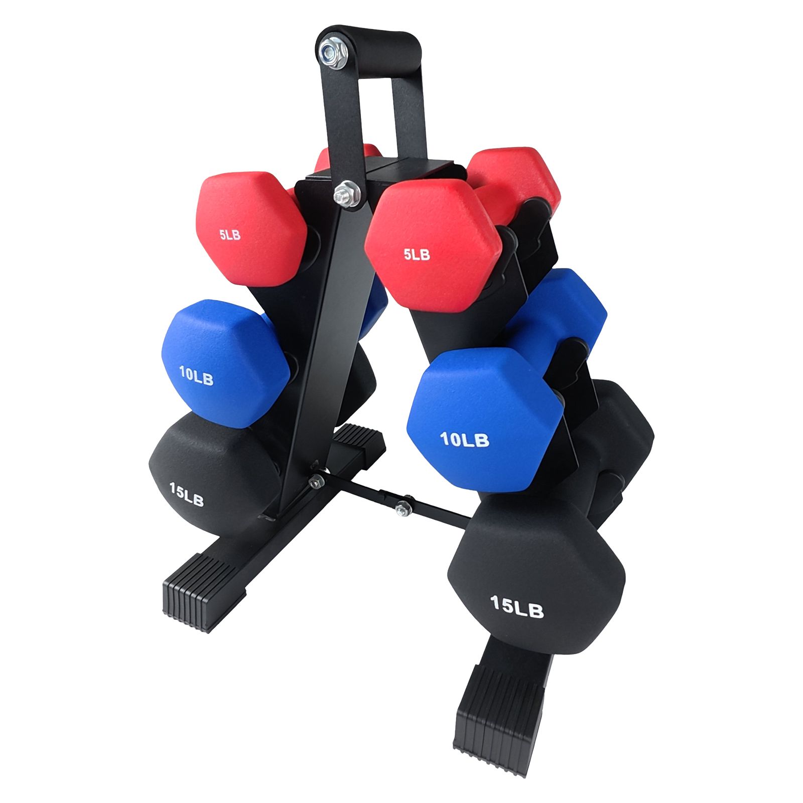 Women' Neoprene Coated Hexagon Dumbbell Set with Non-Slip Surface & Storage Rack Stand - Adjustable Weight Pairs (5/10/15 Lbs) Suitable for Home Gym, Strength Training, Organized Workout Equipment for Home Gym Fitness