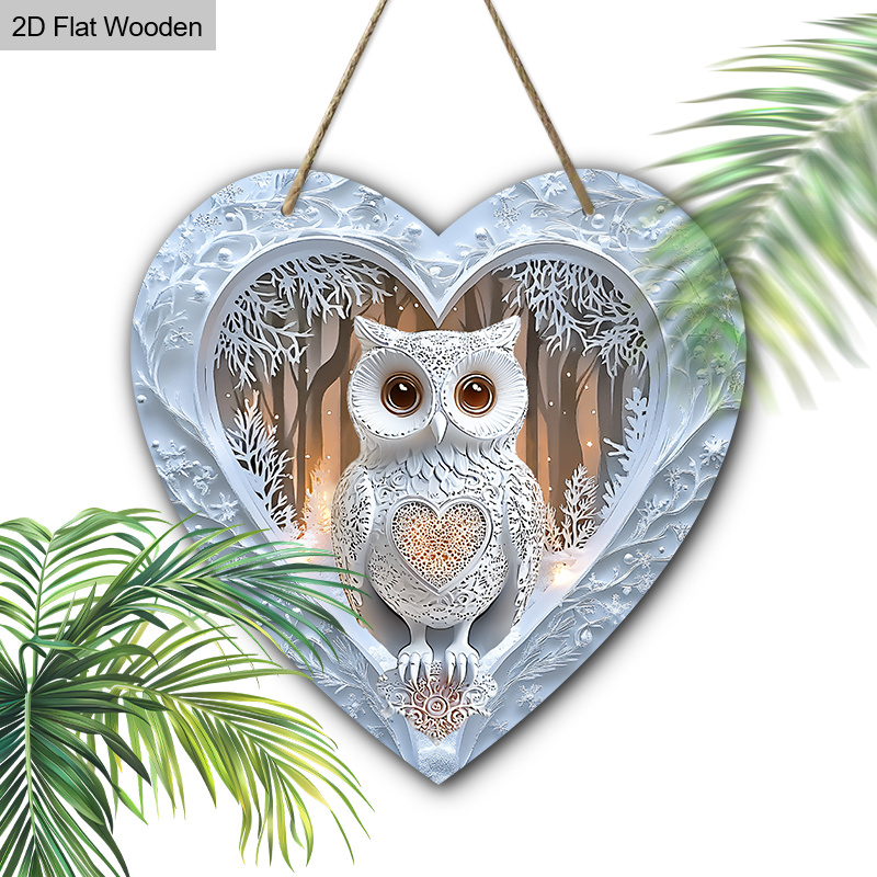 TEMU 2d Flat, 1pc 1pcs Heart-shaped Wooden Ornament - Contemporary Wall-mounted Hanging Decoration Suitable For Yard, Balcony, Door & Hallway, Wood