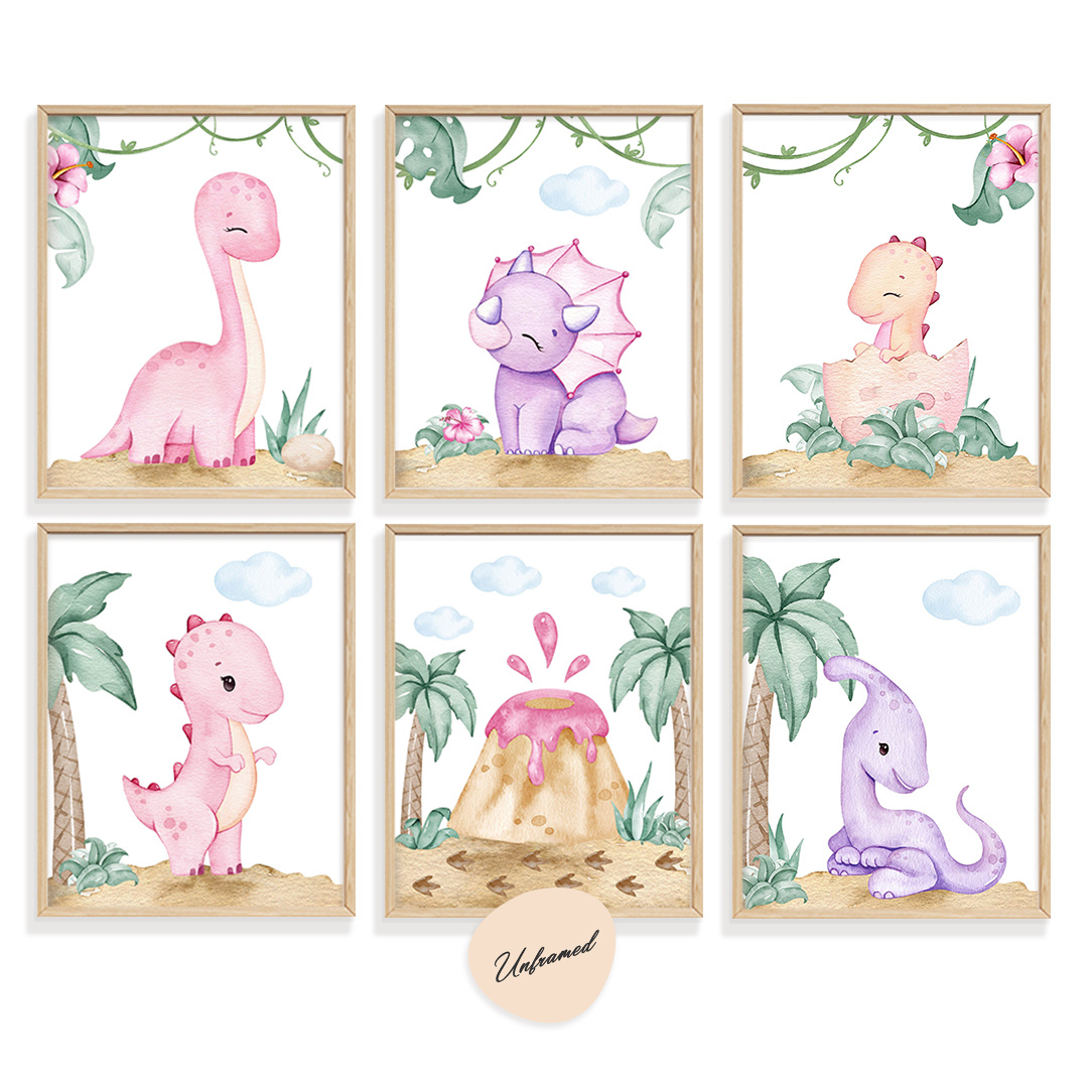 

6pcs Dinosaur Poster, Nursery Poster, Watercolor Dinosaur Poster, Playroom , Playroom Posters, Cute Poster, Perfect Gift Set For Home Classroom Nursery Playroom 8 X 10 Inches