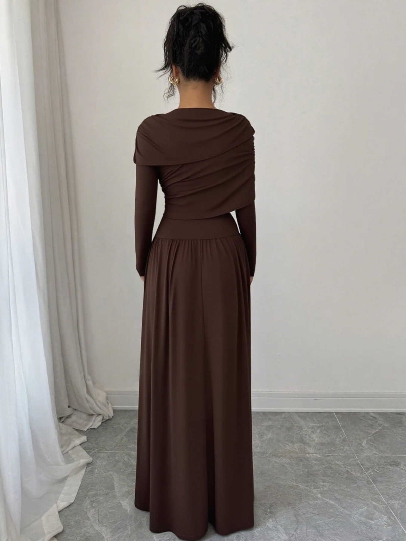 ladies elegant long sleeved low waist tight a line dress - Temu Bahrain