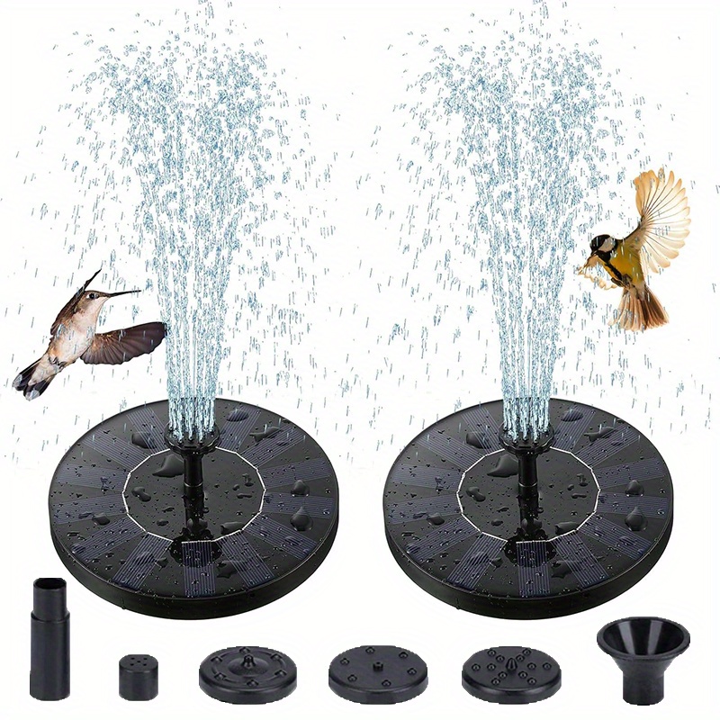 solar powered bird bath fountain pump 1 7w solar panel with 6 nozzles 6 3 inch free standing floating fountain for garden pond pool durable plastic black outdoor decor solar bird bath fountain