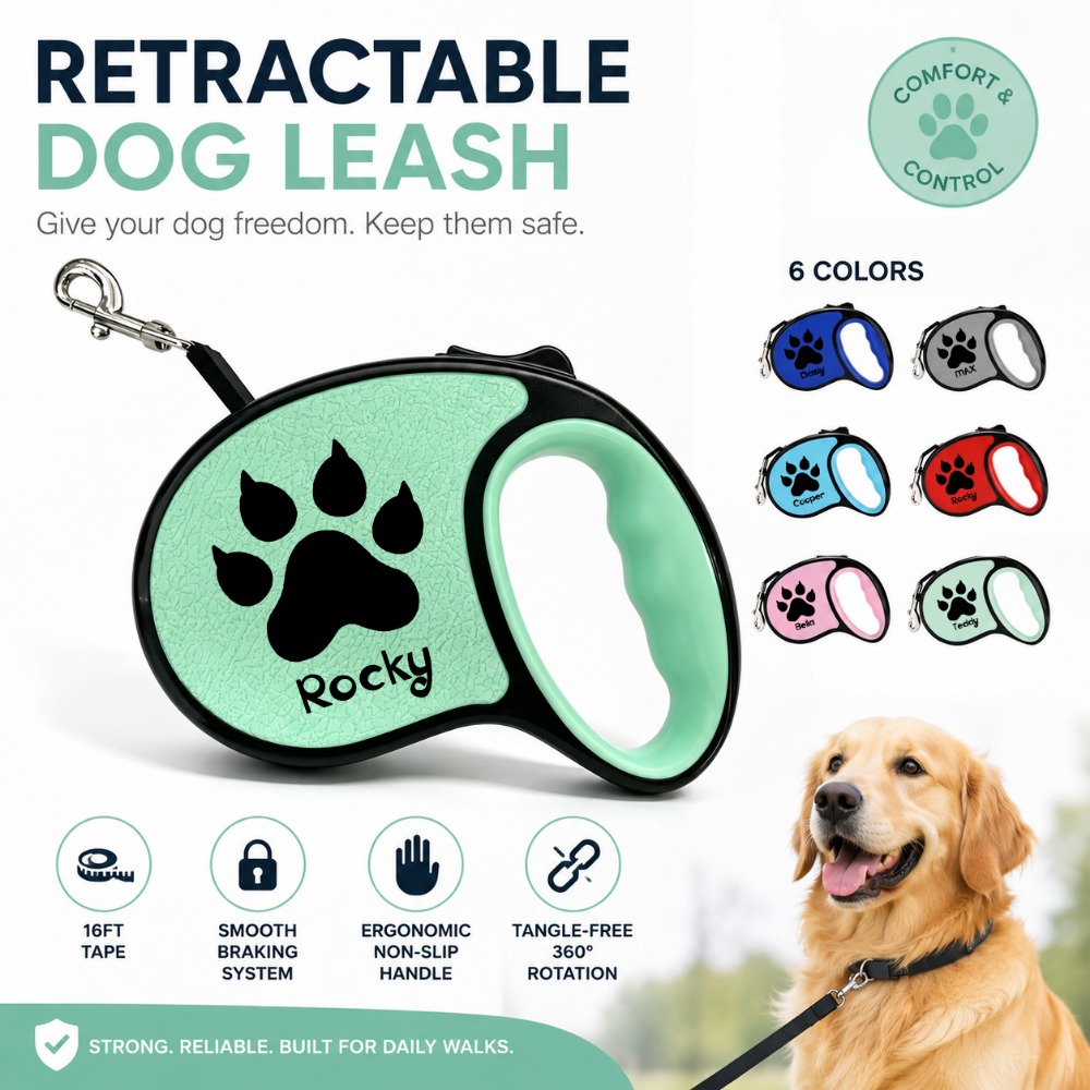 Customizable Extendable Dog Leash with Anti-Tangling Design