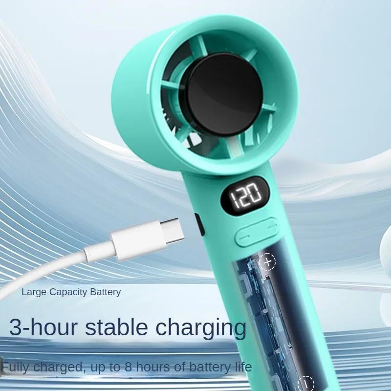 120-Speed Portable Mini Fan with Digital Display - USB Rechargeable, Compact & Stylish Handheld Cooling Device for Travel, Outdoor, and Desktop Use, 1800mAh Battery, LED Air Volume Digital Displays, Portable Fan