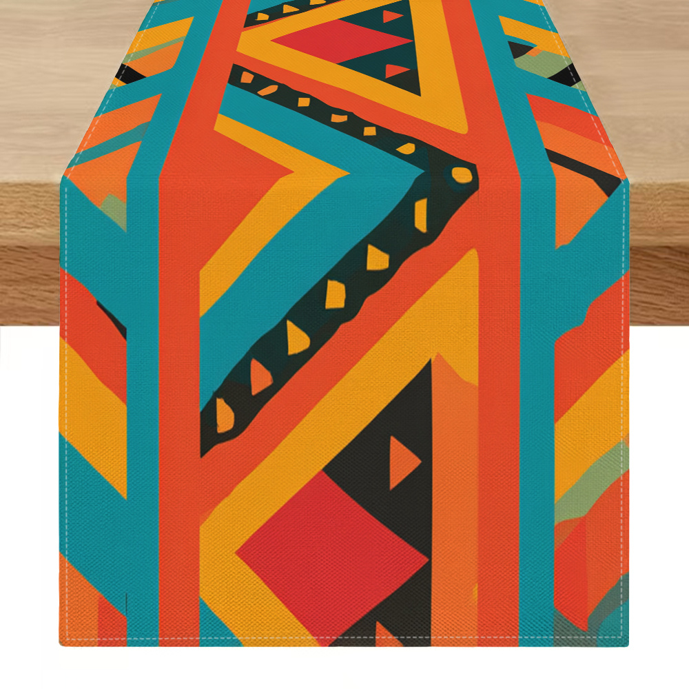photo de l'article chemin de table dentelé 1 pièce avec motif triangulaire   moderne rouge-orange-  - bords dentelés adaptés aux fêtes intérieures/extérieures, convient   chemin de table, pour table à manger, décoration de comptoir de buffet