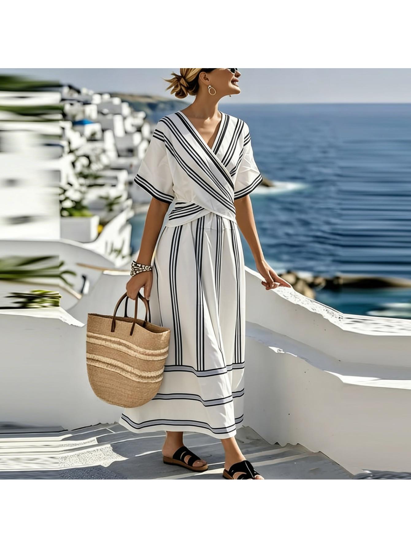 knee length dresses for ladies Long Sleeve Solid Robe Casual Loose Maxi Dress – Hstrends main image 1