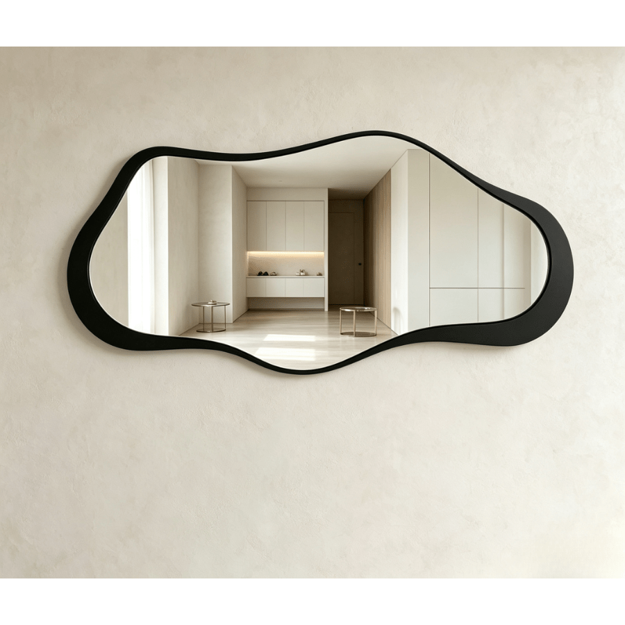 Irregular Cloud-Shaped Wooden Frame Wall-Mounted Makeup Mirror