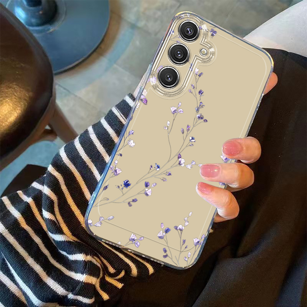 TEMU Phone Case: New Transparent Phone Case Featuring An Exquisite "purple Charm " Pattern, Suitable For S26/s25 Plus/s24 Fe/s23/s22/s21/s20, And