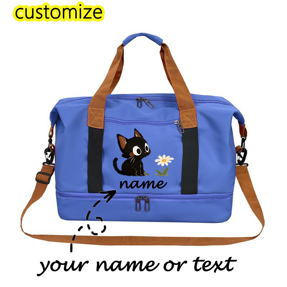 TEMU 1pc Of Oxford Fabric Travel Bag/gym Bag With Customizable Name/text, Versatile Style, Features A Bottom Pocket And Dual Carry Handles, Zipper