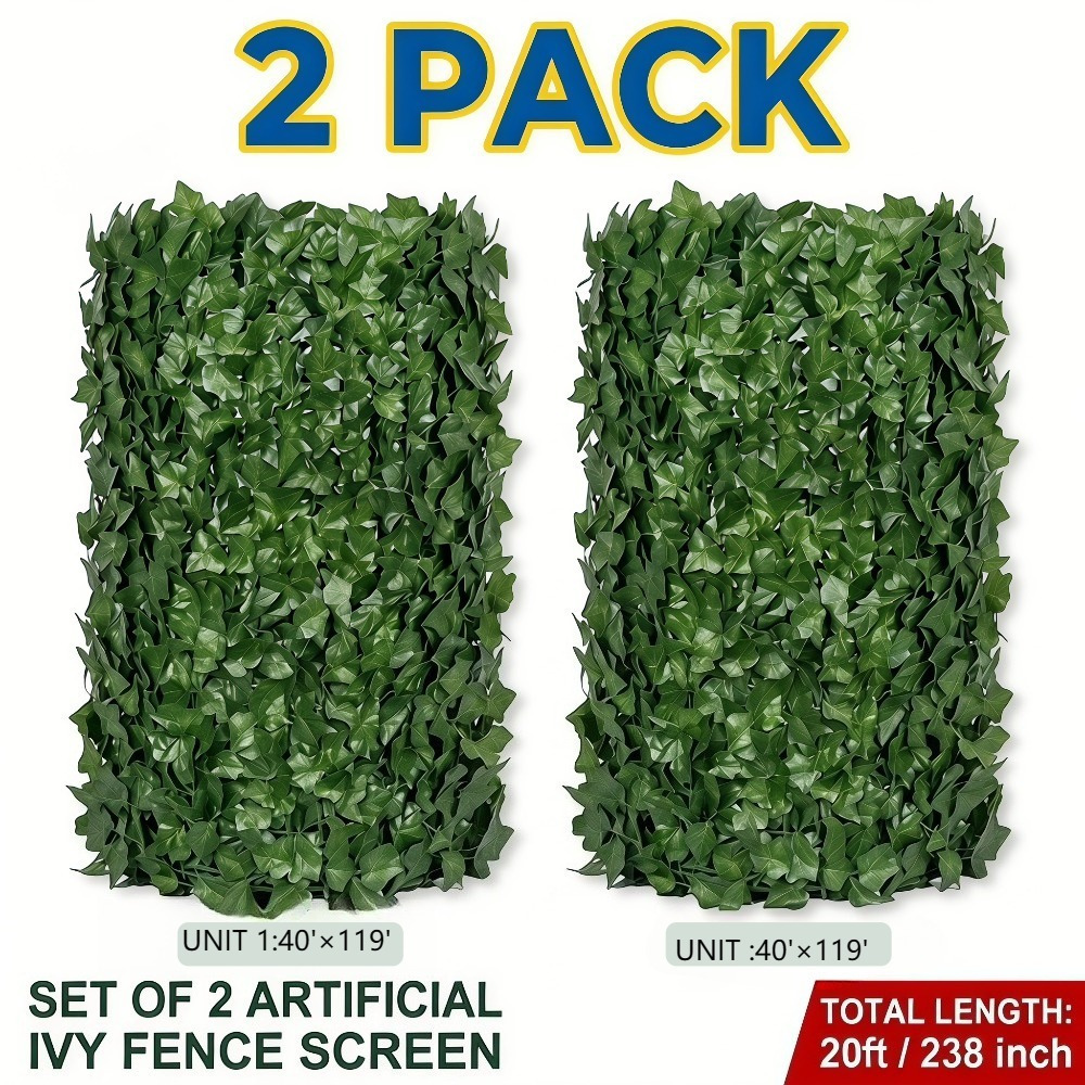 TEMU 2pcs Panel Artificial Ivy Privacy Screen Fence Suitable For Outdoor/ Use, Uv-stable Pe Foliage With Retractable System, For Storage - Realistic