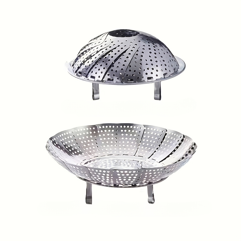 TEMU Retractable Stainless Steel Steamer Basket- Foldable And Adjustable Vegetable Steaming Basket, Suitable For Most Cookware- Can Steam Dumplings,