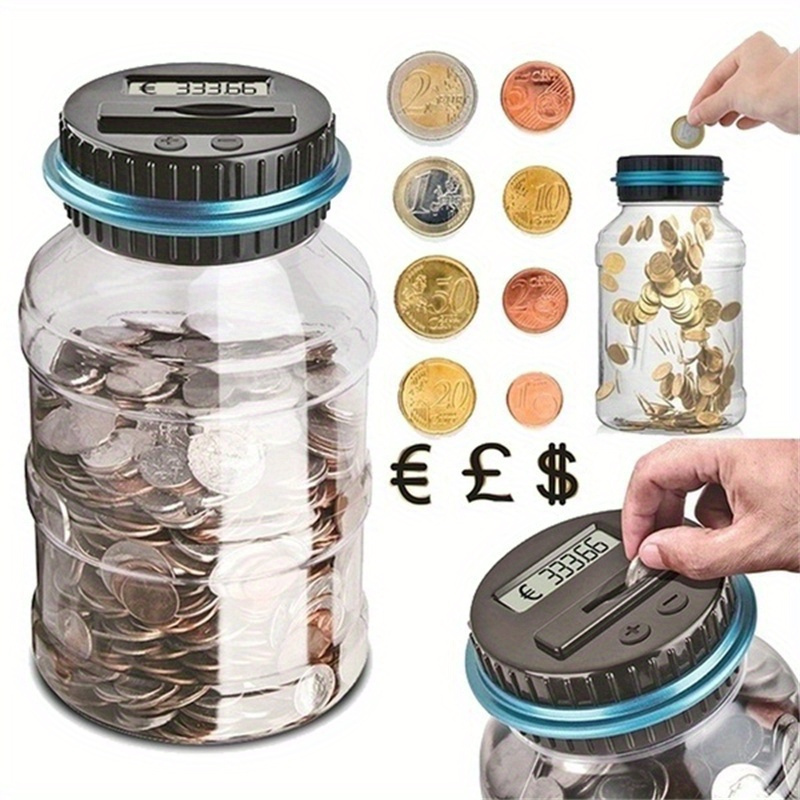 E-shop Große LCD Münzrechnungsgläserei - Transparente automatische Spardose mit Digitalanzeige, Sparschwein für Halloween, Thanksgiving oder