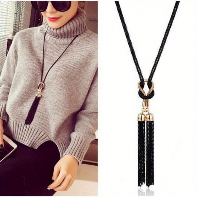 1pc Ladies Elegant Long Tassel Necklace-kc Pendant & Synthetic Decoration, Party Spring Costume, Formal Occasion Jewelry, Holiday Accessories, Fine Craft, Jewelry