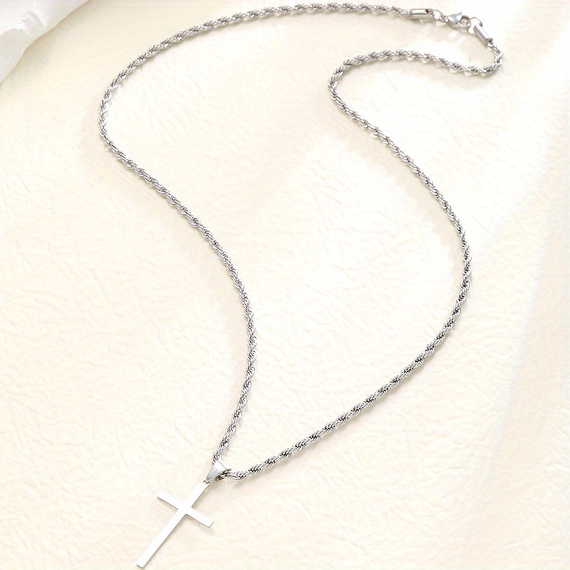 Image of 2025 New Stainless Steel Cross Pendant Necklace For Men And Women, A Minimalist Golden Jewelry Gift