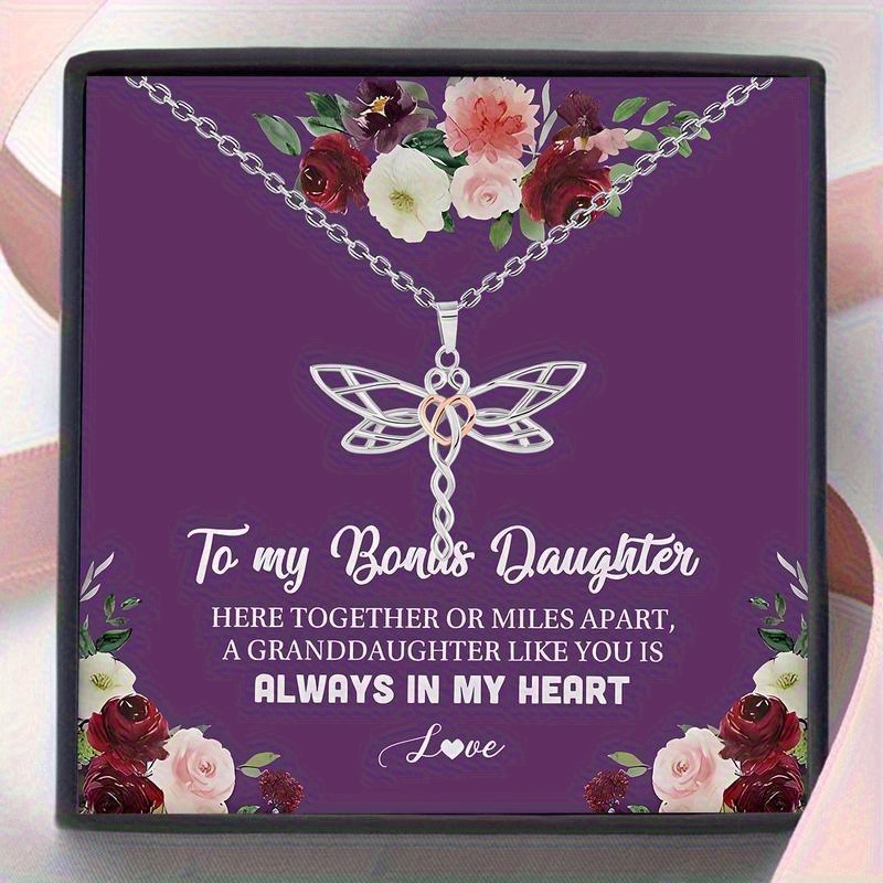 Elegant Dragonfly Necklace Gift Box for Stepdaughter