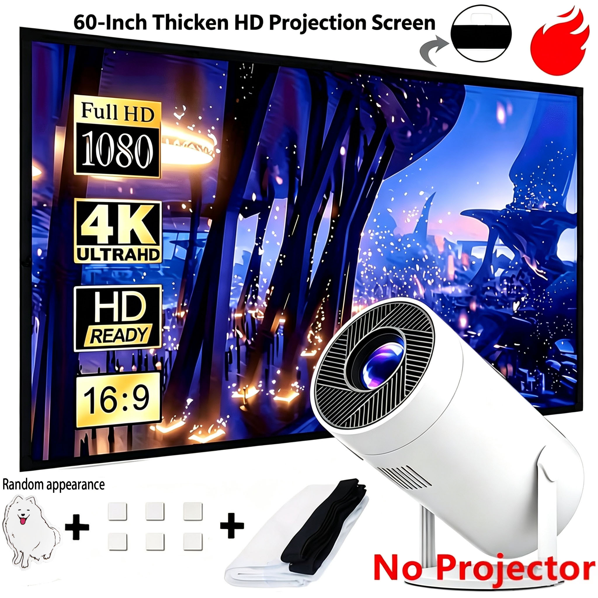 TEMU -inch Foldable Ultra Hd 16:9 Projection Screen, Portable Dual-sided Projection Screen, Ideal For 3d . Outdoor Camping, Home Theaters And