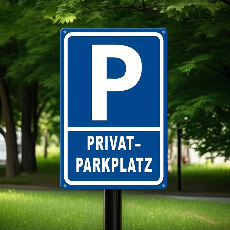 E-shop 2D Flat - Vintage-Stil Deutsches Privatparkhaus Schild Metall Wandbehang Retro Warnschild für , 8X12 Zoll (20.32X30.48Cm) Robustes Metall,