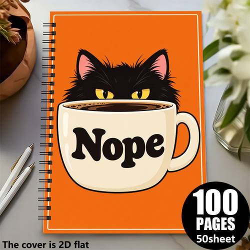 a5 anteckningsbok nope -tema spiralanteckningsbok, högkvalitativa innersidor, humoristiskt kontorsjournal med katt som över och sarkastiskt citatdesign, idealisk för arbetsanteckningar & dagliga , 50 ark 100 sidor