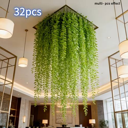 32 piezas de mimbre delgado de - enredadera colgante de - planta colgante artificial verde - enredadera de plástico resistente a los rayos uv, para decoración | exhibición colgante de mimbre artificial elegante y , embellece arreglos de de