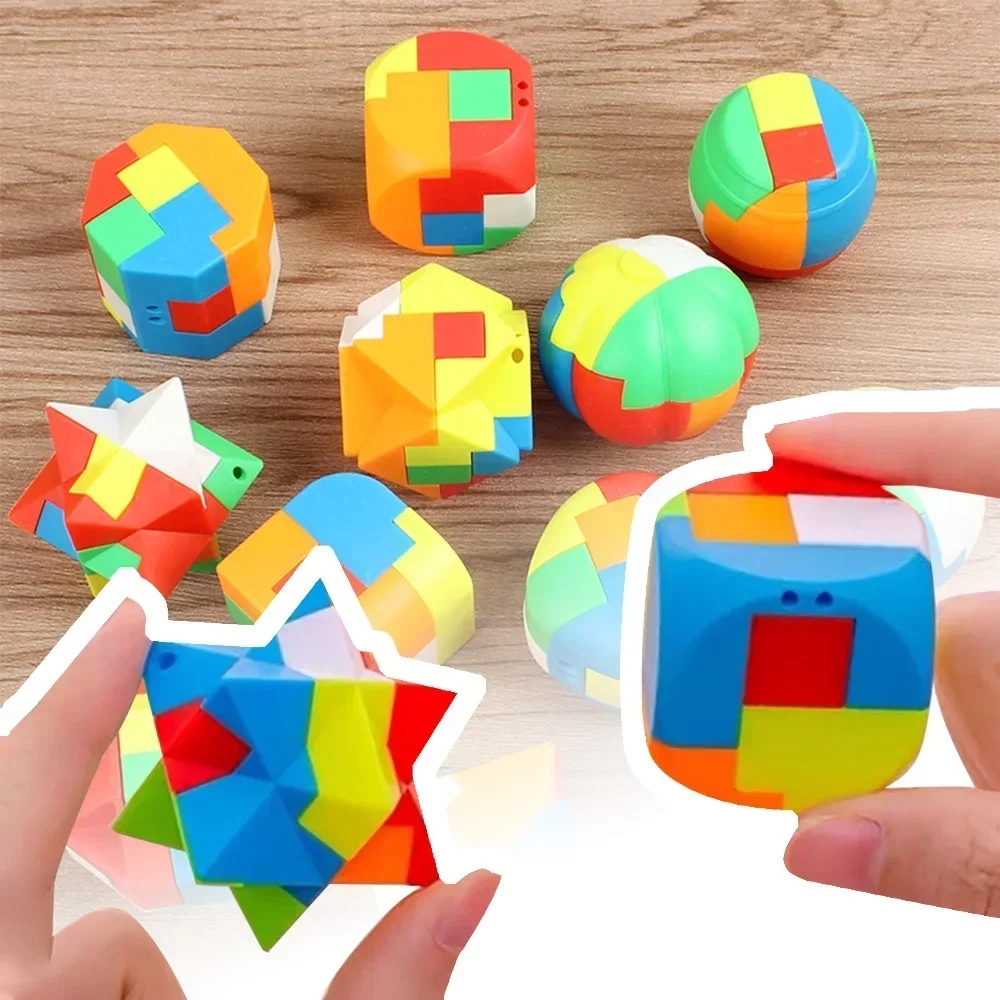 8pcs Colorful Luban Lock Puzzle 3D Interlocking Brain Teaser
