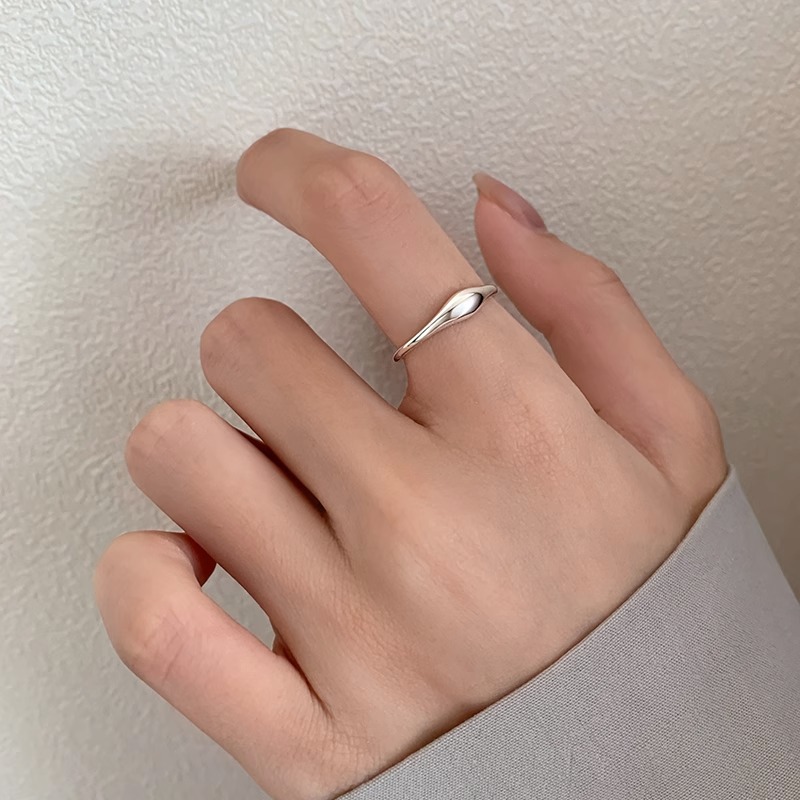 TEMU Fashionable And Minimalist Geometric Polka Dot Open-adjustable Ring For Women, With A Design- Plain Hoop, Versatile For Daily Wear, Trendy And