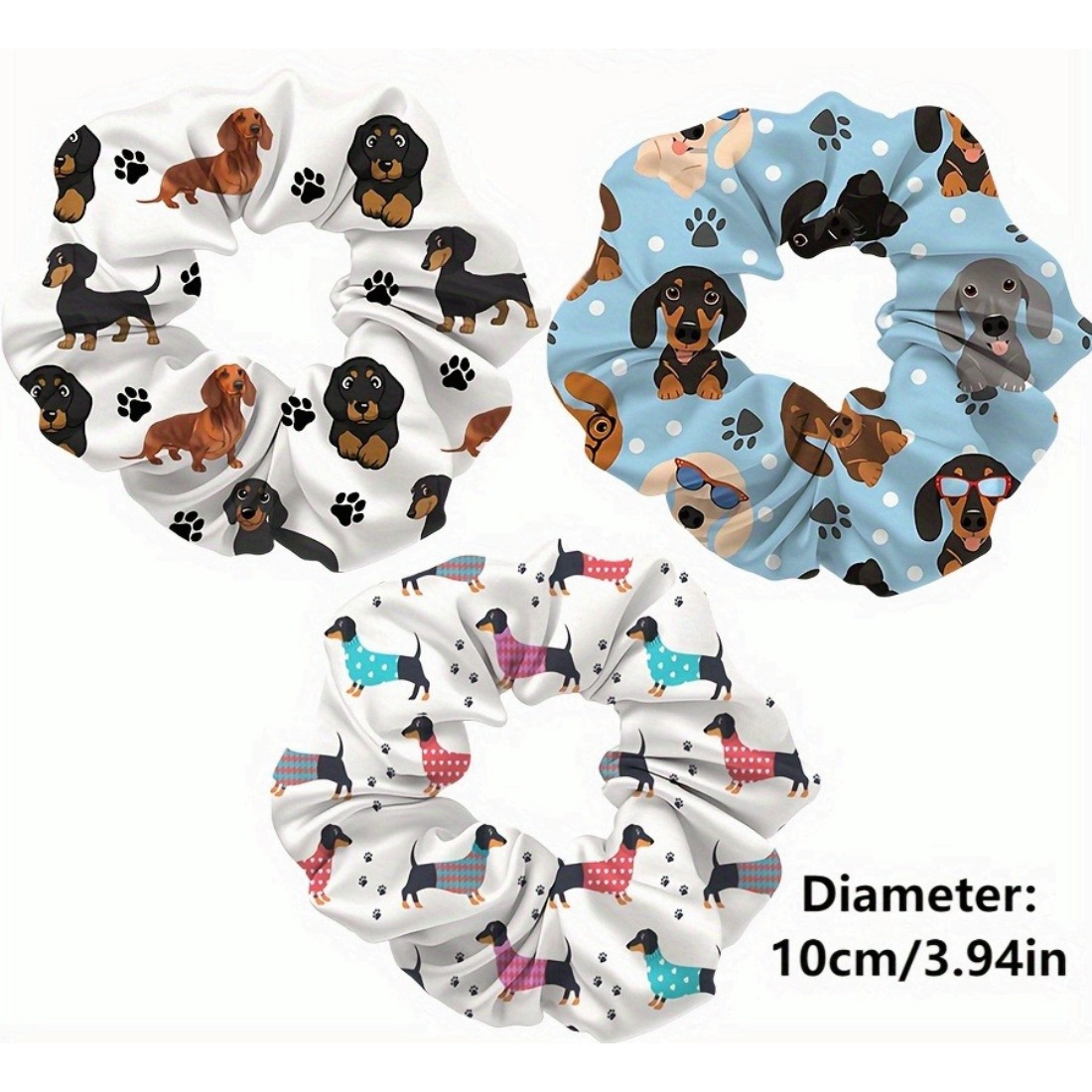 TEMU 1pc Random Color Cute Dachshund Hair Tie - Elastic Hair Band With Puppy Pattern, Women's Everyday & Formal Hairstyle Additions For Pet Lovers