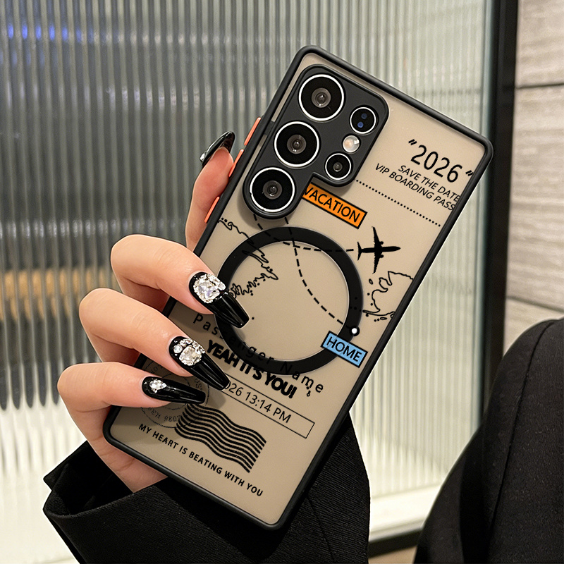 TEMU Phone Case: 2026 New Model Suitable For Galaxy S26 Luxury Matte Magnetic 2026 Vip Boarding Pass Pattern Phone Case Suitable For Galaxy