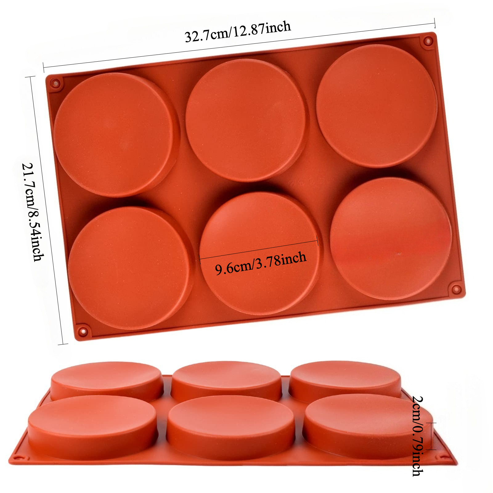 Image of 1pc Large 4-inch Round Disc Silicone Baking Mold With 6- For , Pie, Tart, Cake - Pastry Pan, Bakeware For & Professional Kitchens, Compatible With All Ovens (convection/s Conventional)