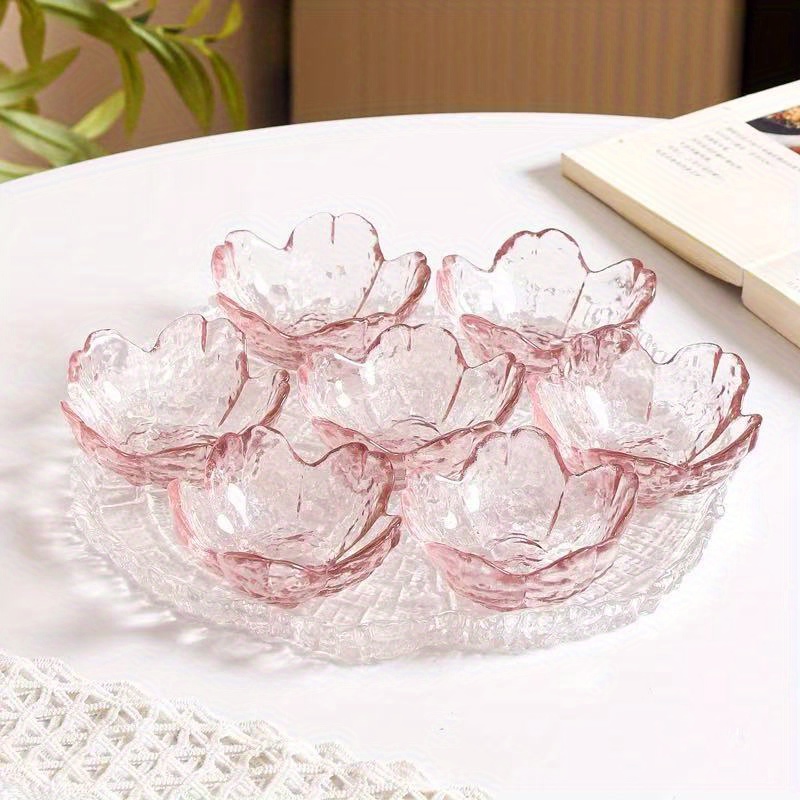 TEMU 8pcs Cute Sauce Dishes Glass Dish Set For Soy Sauce Snacks Tea Bag Mini Glass Bowls Clear Soy Sauce Dishes