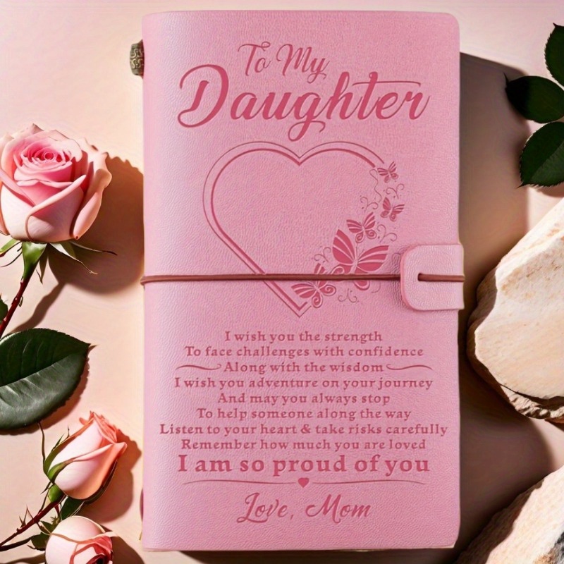 TEMU 1pc Diary Mom To Daughter Pink Family Notebook, Hearts Thousands Of Miles, Feelings Through Pen And Paper, Traveler Journal Notebook Birthday,