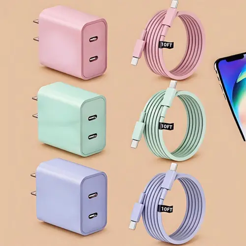 40w fast charger for iphone 16 15 pro max charger fast charging 20w dual port usb c charging block with10ft cord for iphone 16 15 15 pro max ipad pro