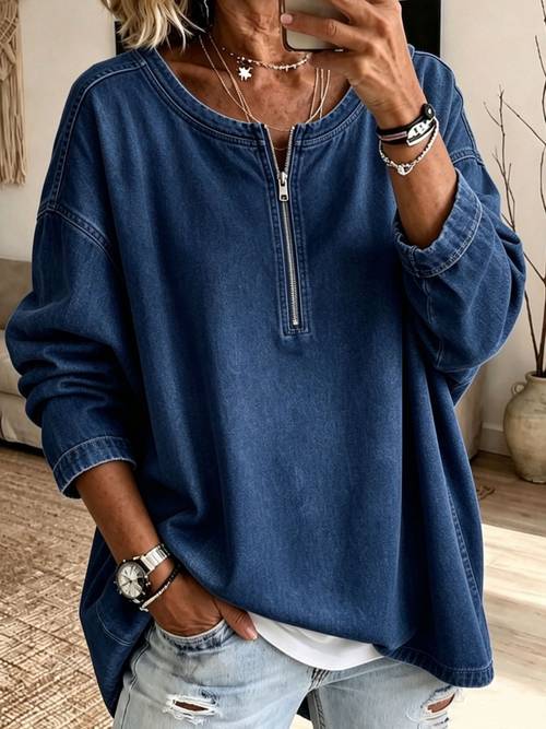item picture womens denim top shirt for going out y2k denim half zip jean shirt loose fit short sleeve blouses 2026 casual fall tops for women