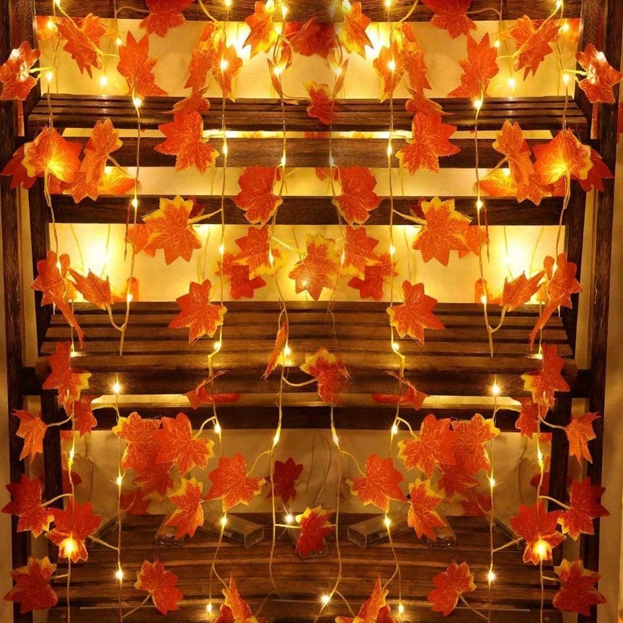 TEMU 6pcs String Lights Shaped Like - Perfect For Thanksgiving Decorations, Autumn Garlands With Led Lights Suitable For Thanksgiving And Christmas