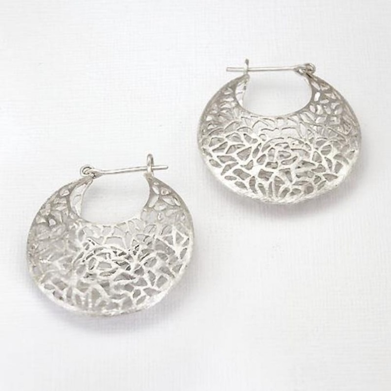 Women's Boho Large Filigree Hoop Earrings, Unique Design