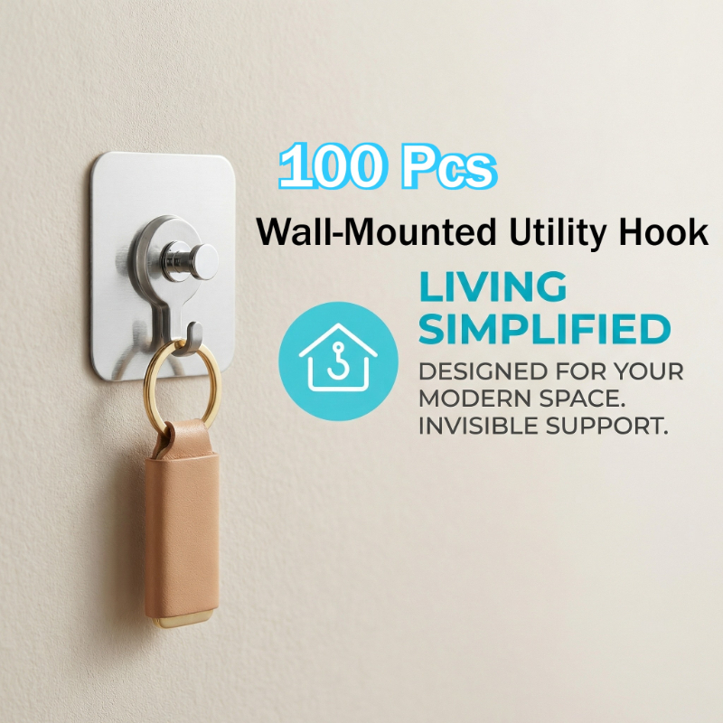 TEMU 100pcs Of Adhesive Hooks That Won't Damage - Wall Mounts That No Drilling Or Nails, Perfect For Hanging Towels, Keys, Or Photos In The Bathroom Or Kitchen, Ideal For Renters, Utility Hooks
