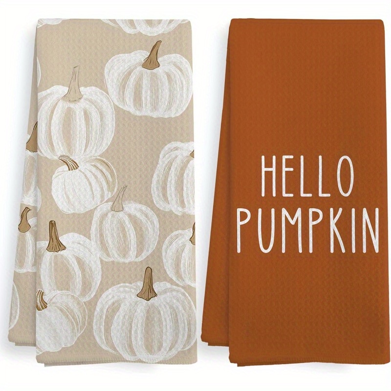 TEMU 2pcs 18*26inch Fall Kitchen Towels And Dishcloths, Fall Burnt Orange Beige Decor Dish Hand Tea Towels Gifts For Bathroom Kitchen, Autumn Aesthetic Fall Decor,