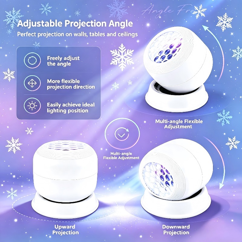 TEMU Proyector de luces de navideños, lámpara de proyección de nieve LED giratoria 360°, luz decorativa festiva con conexión USB, ambiente de escena
