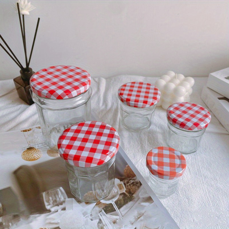 10 pack checkered pattern universal mason jar lids round airtight seal caps for canning and storage jars details 0