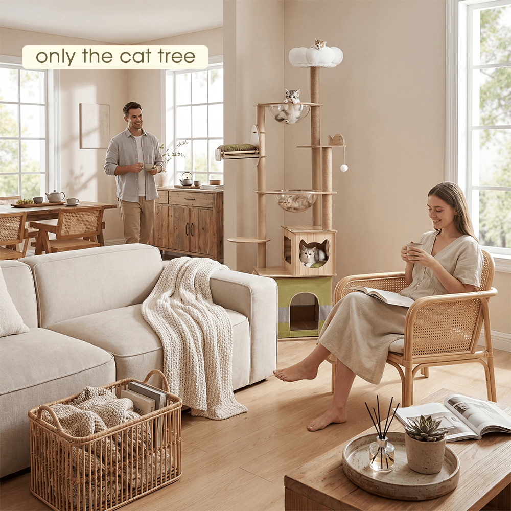 TEMU Cat Tree Tower With Stable Ladder Ang Scratching Post Scratcher 77'' Condo House Bed Furniture
