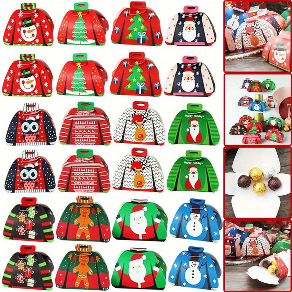 TEMU 24pcs Pack Christmas Sweater Candy & Gift Boxes Suitable For Diy Treat Packaging, Present Boxes With Sweater-themed For Holiday Parties,