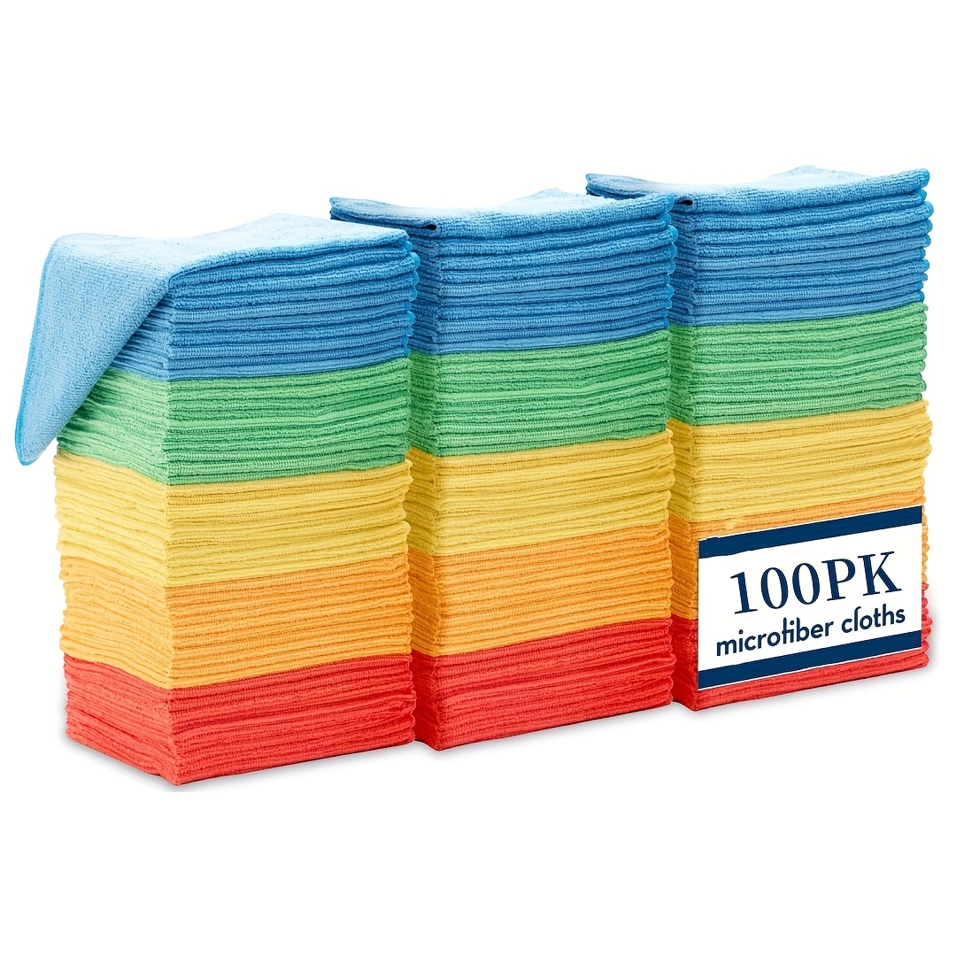 TEMU 100 Microfiber Car Cleaning Towels- Lightweight And Square, Perfect For Vehicle Maintenance And Home Cleaning