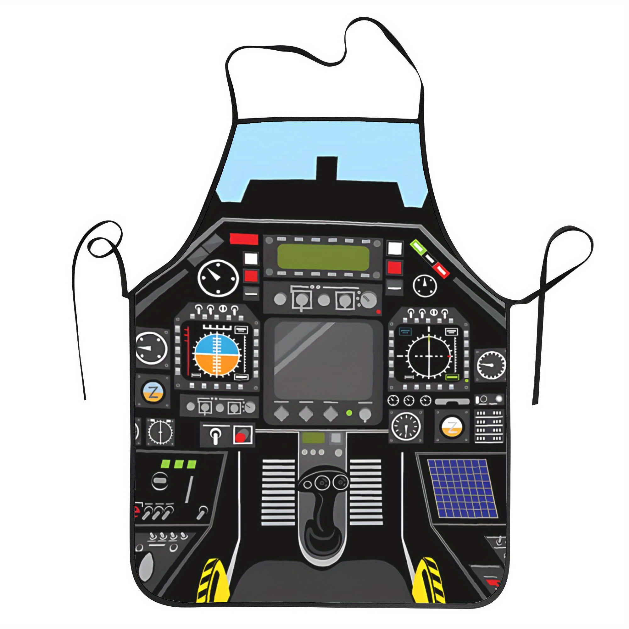 TEMU 1pc Unisex Airplane Cockpit Apron Women Men Chef Tablier Cuisine For Kitchen Cooking Painting Christmas