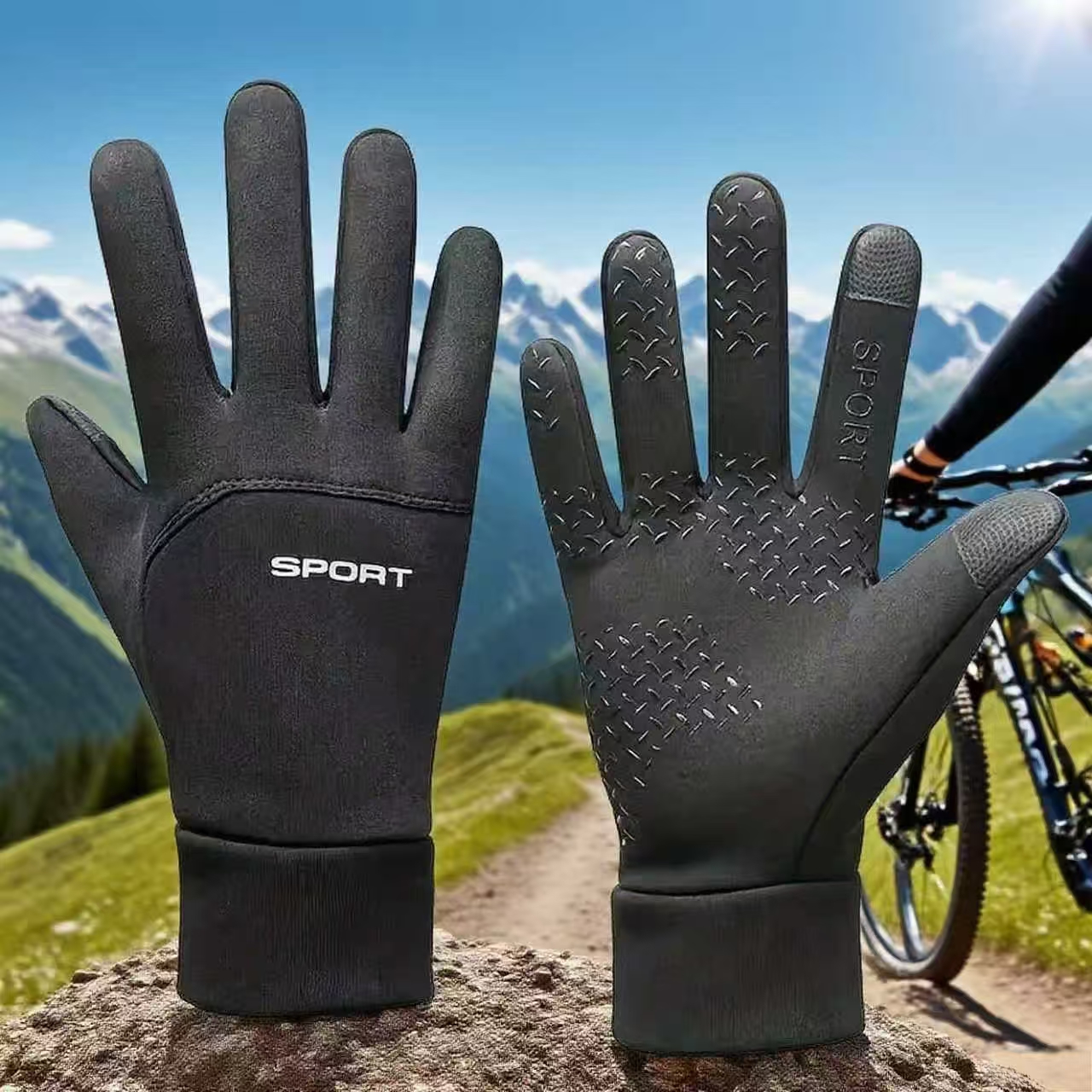 TEMU 1 Pair Men's Thermal - Touchscreen Compatible, Grip, Smartphone-friendly With Smartphone Holder Pocket For Skiing, Cycling, Snowboarding &