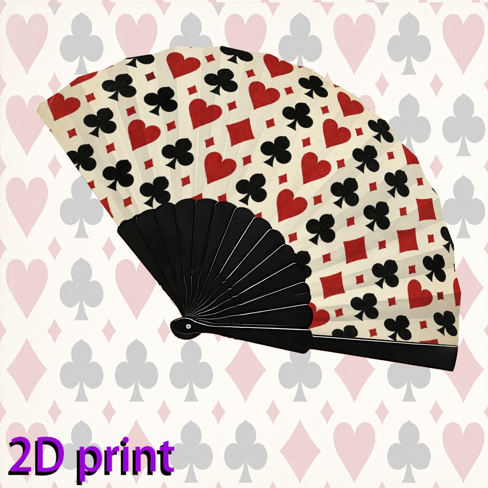TEMU 1pc Women's Vintage Poker-themed Handheld Fan - Portable Cooling Blower Suitable For Daily Use, Outdoor, Office, Weddings & Parties, Elegant