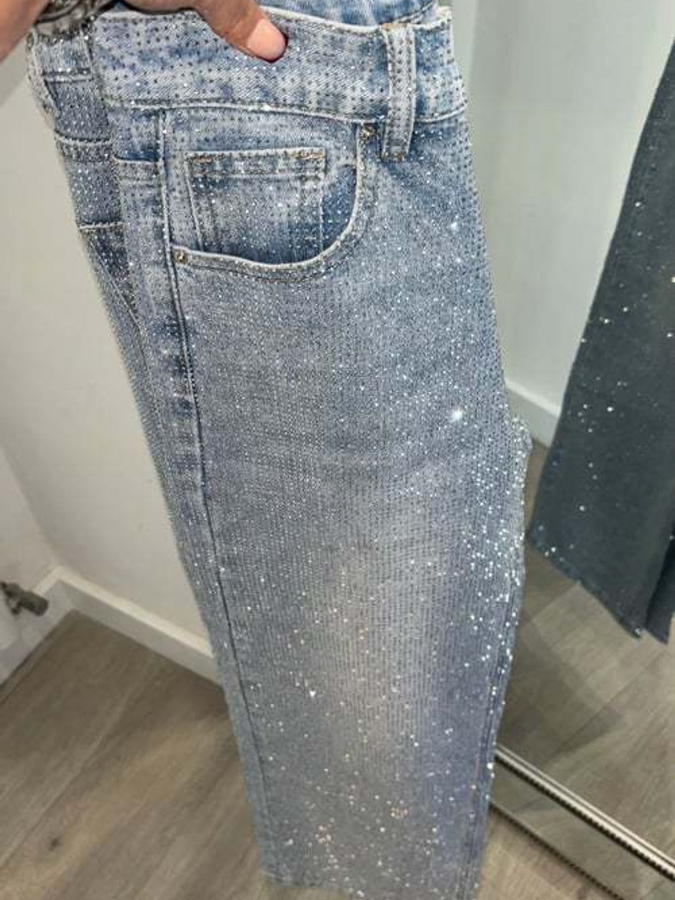sparkly jeans sold on Temu United States