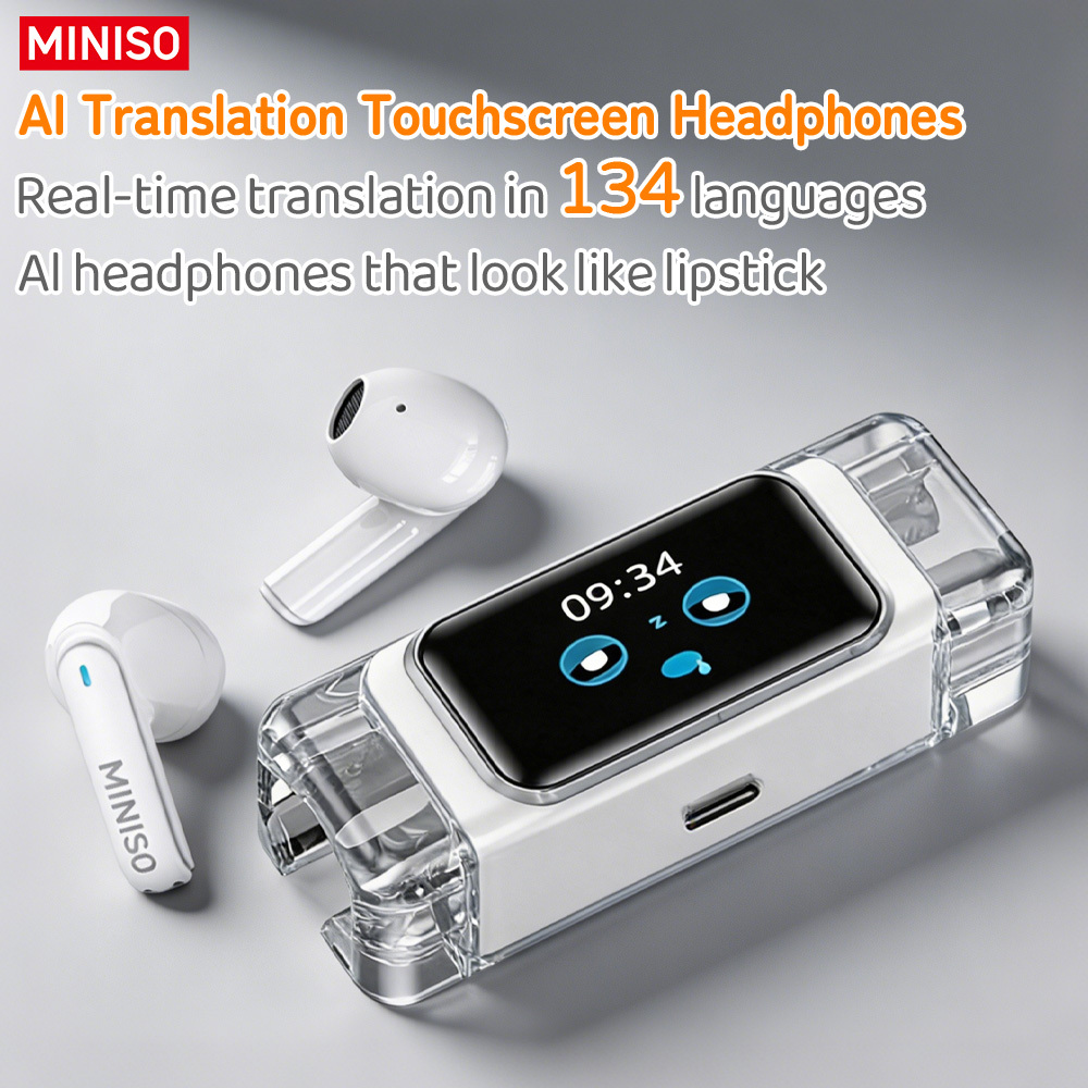 2026 Newest Ai Translation Earbuds With Screen, 134 Languages Real-time Voice Translator, Audio, 360° Surround Sound, Full Hd Touchscreen, Ai Assistant, Long For Business& Travel.