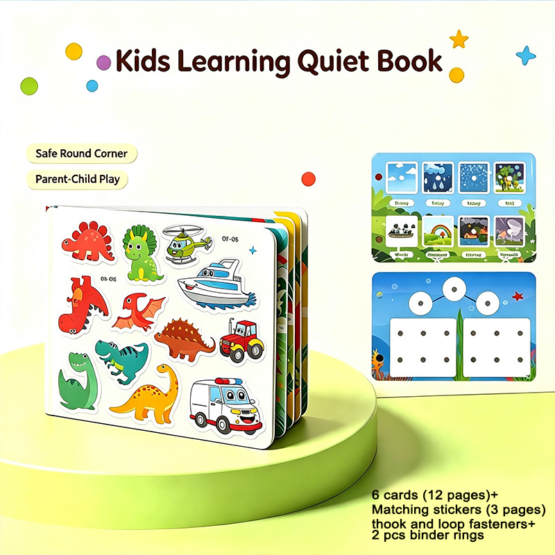 TEMU Livre interactif avec autocollants - Activité éducative, 'activités réutilisable, et coloré, animaux mignons et de style dessin , 'activités
