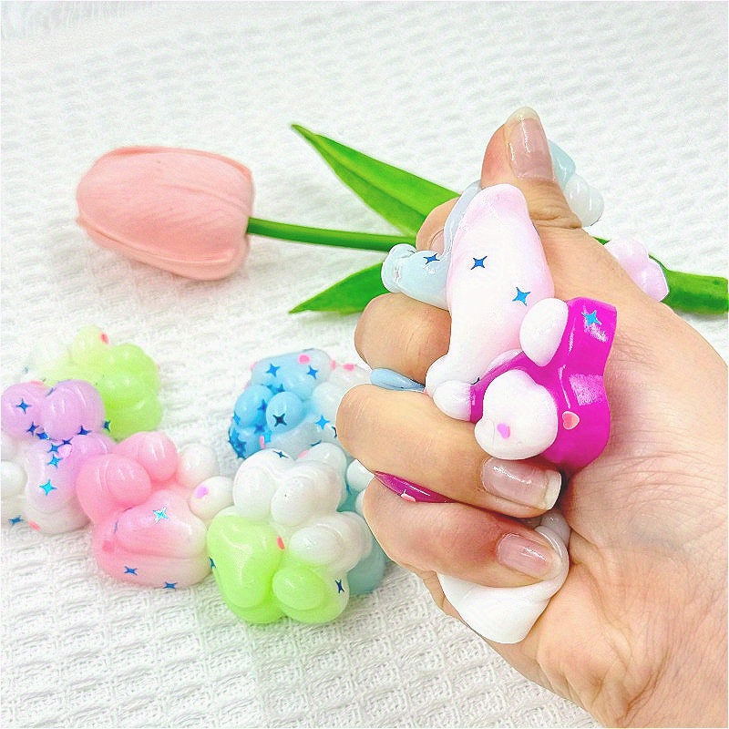 6pcs Mixed Cat Paw Soft Textured Toy Glitter Colorful Durable