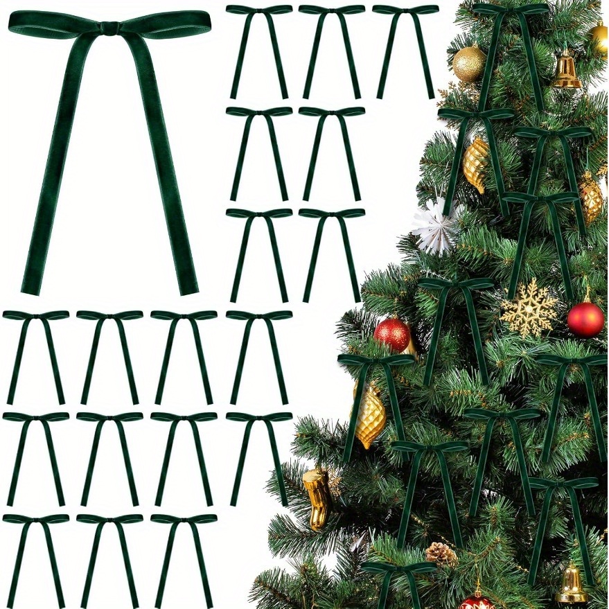 

12- Polyester Bows For Christmas Tree, Wrapping, And Decorations - No , -free