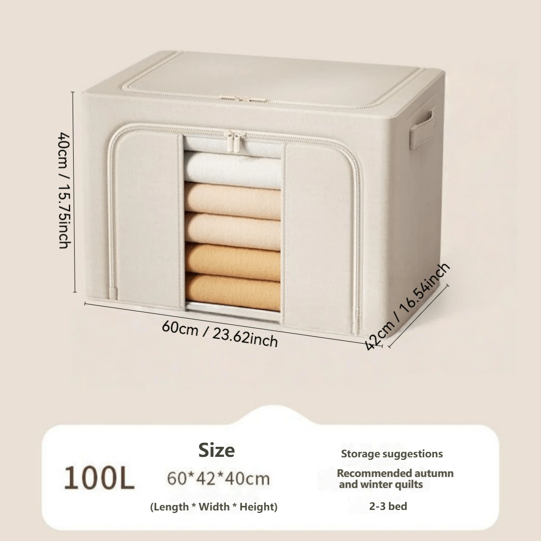 TEMU Boîte de rangement pliable en tissu Oxford de grande avec fenêtre transparente, Boîte de rangement de grande pour vêtements, Convient pour les